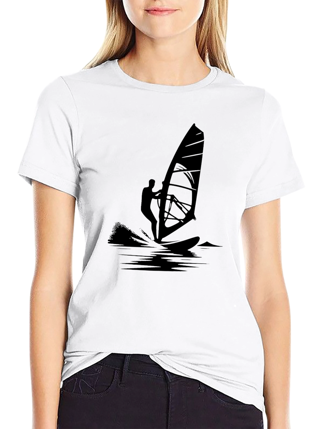 Black Windsurfer Graphic Tee - Stylish & Unique Design
