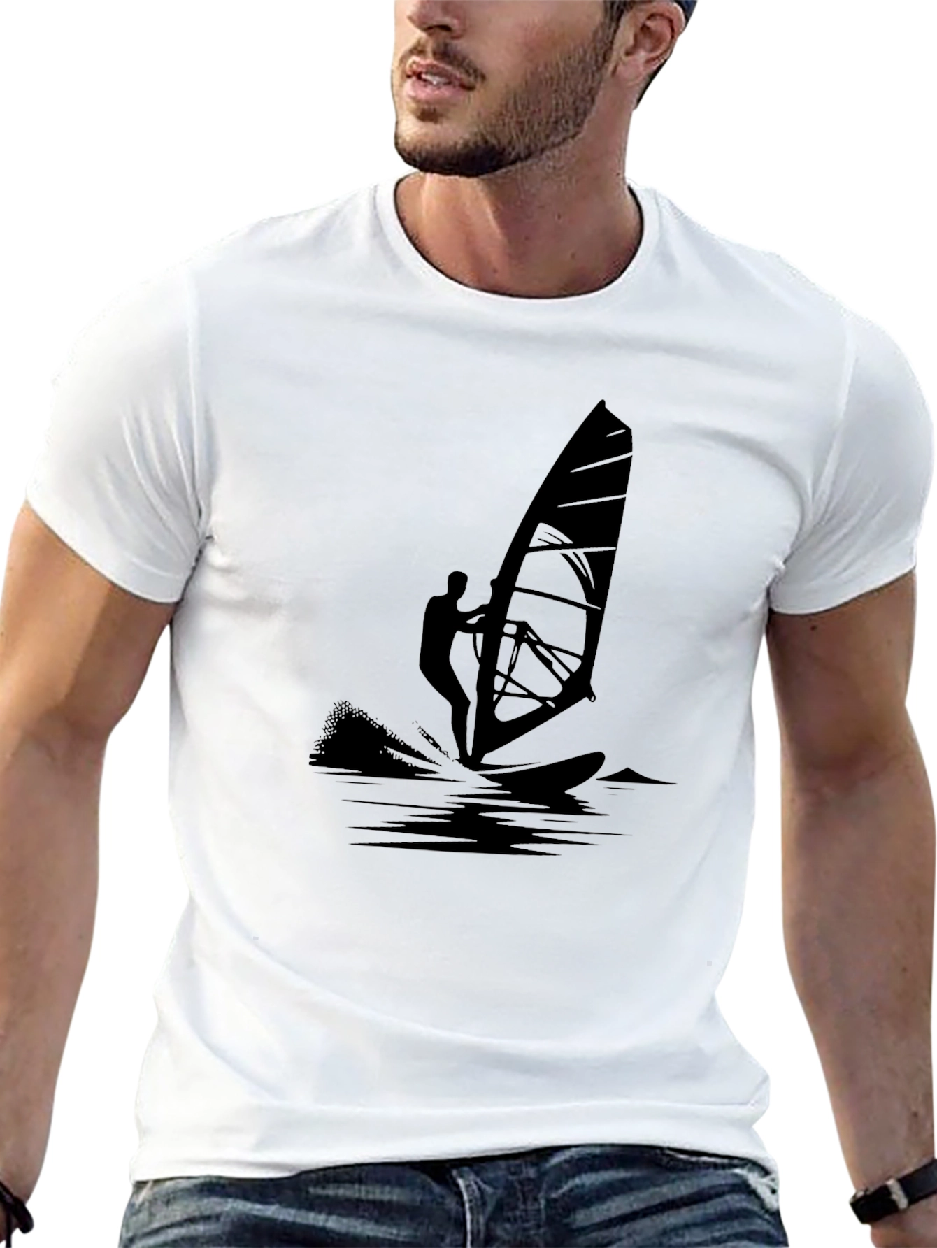 Black Windsurfer Graphic Tee - Stylish & Unique Design