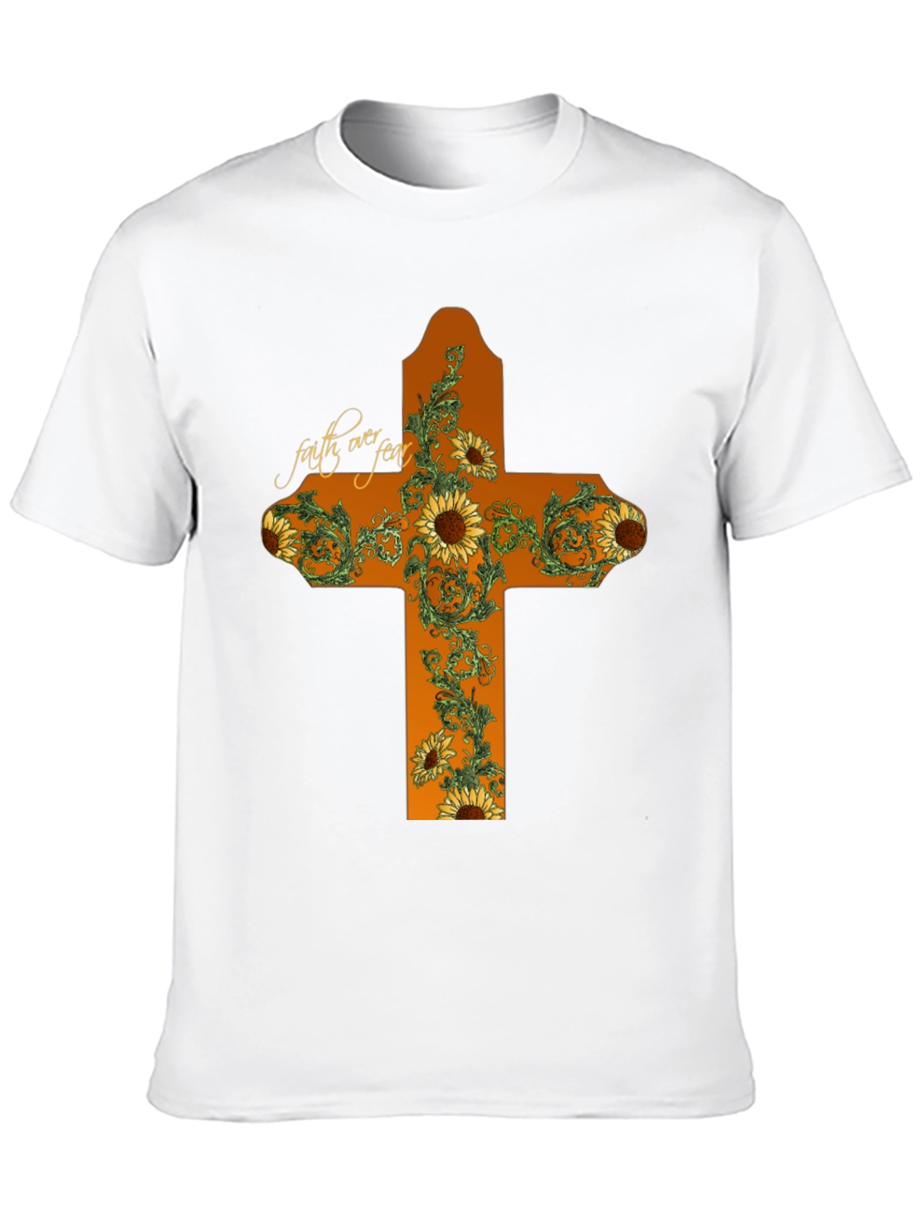 Faith Over Fear Sunflower Cross Graphic T-Shirt