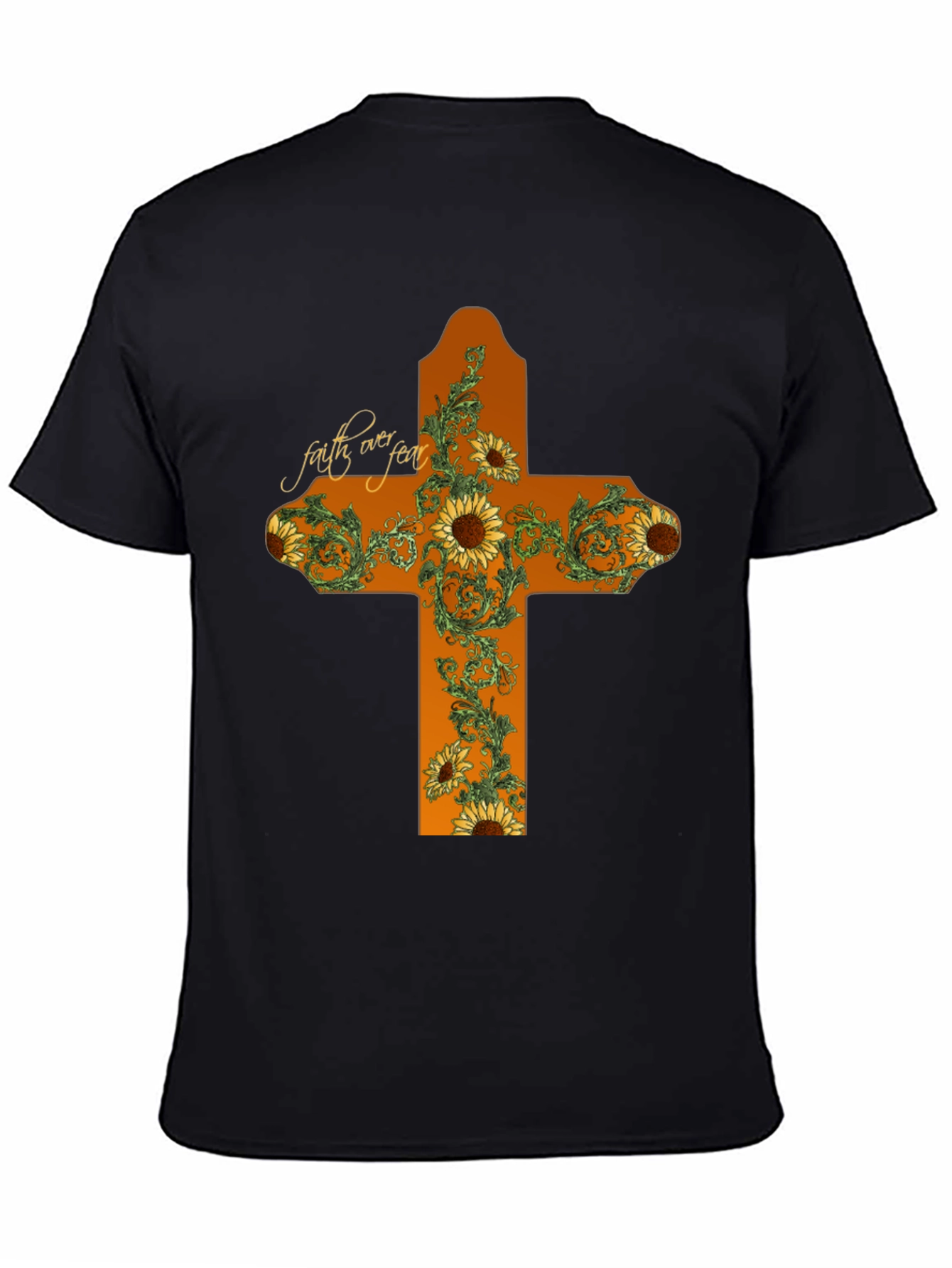 Faith Over Fear Sunflower Cross Graphic T-Shirt