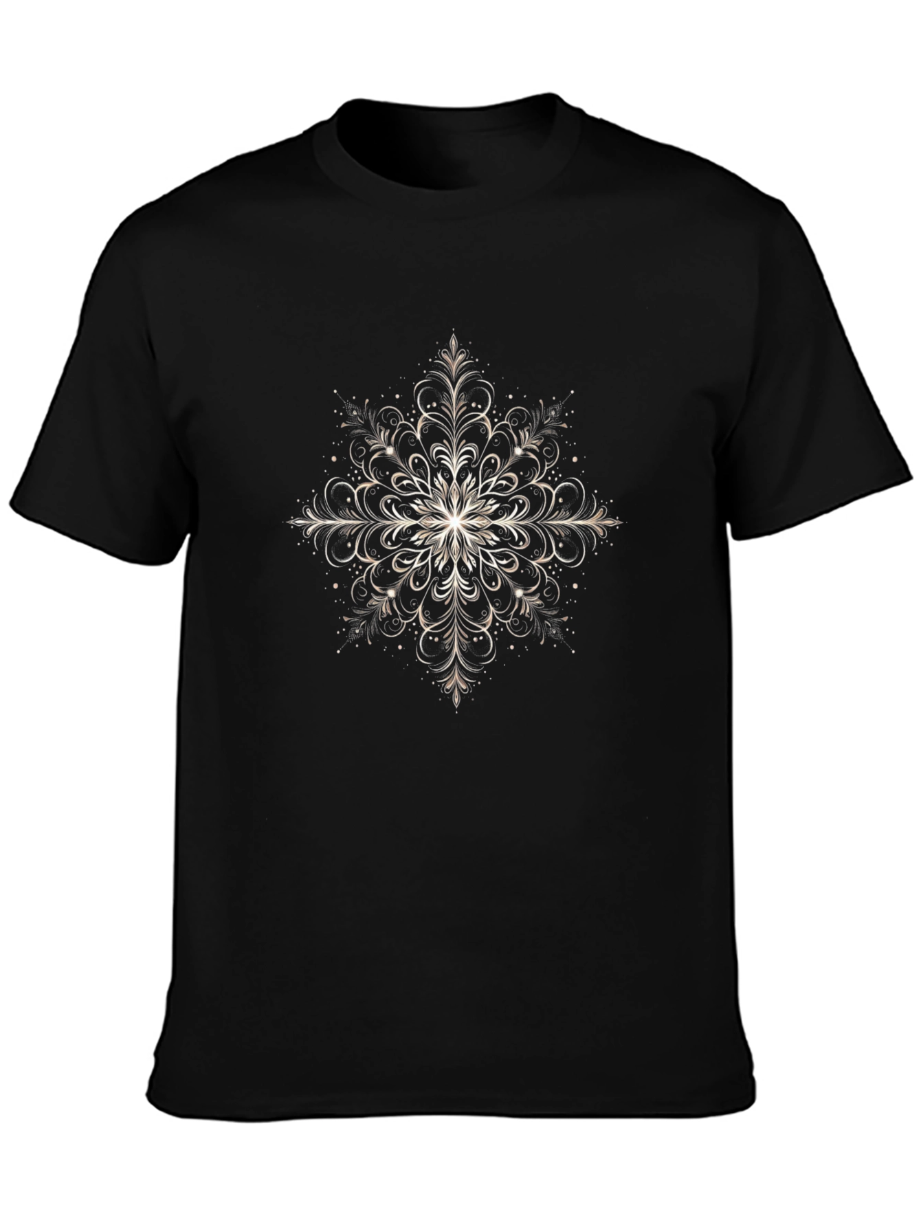 Elegant Floral Mandala Graphic Tee - Black