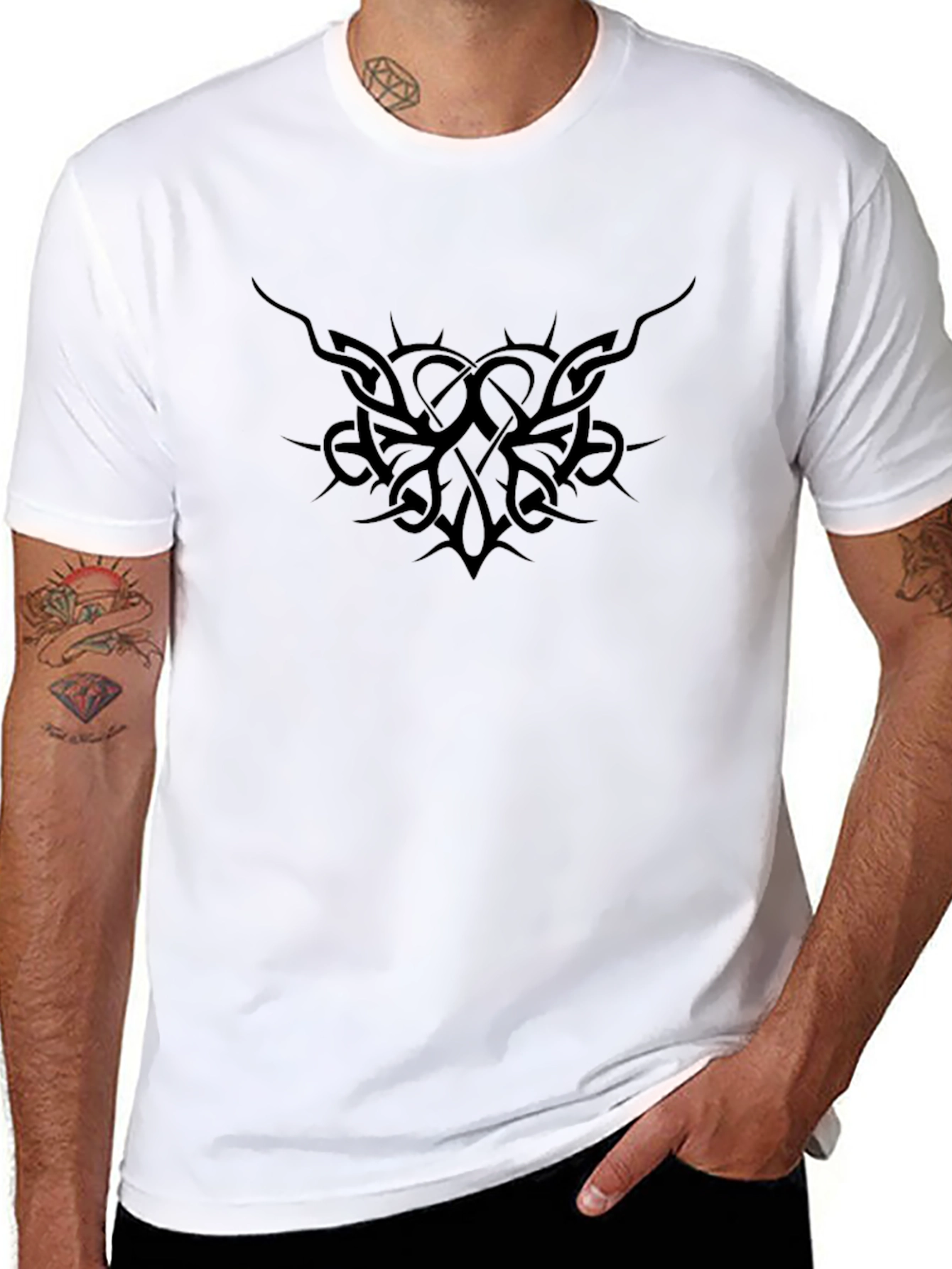 Mens Black Tribal Graphic T-Shirt