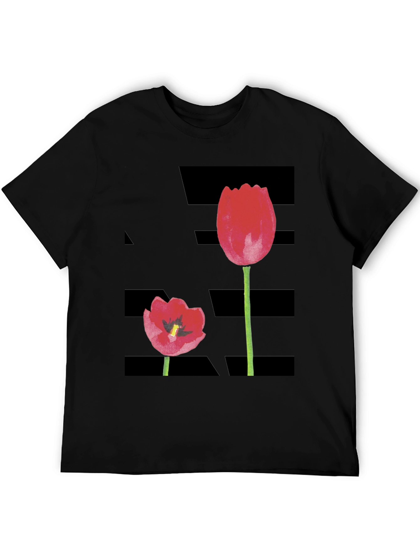 Tulip Graphic Black T-Shirt