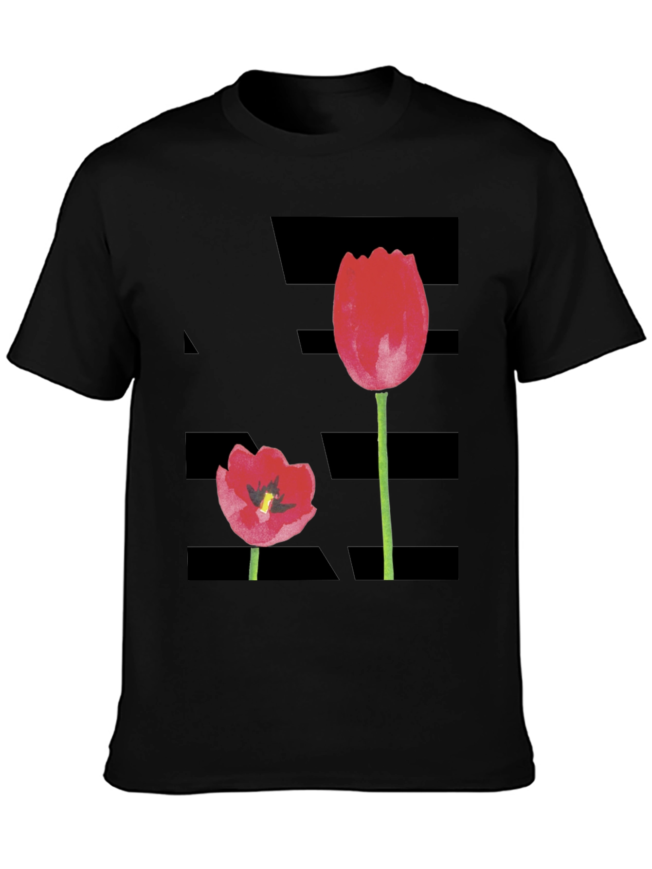 Tulip Graphic Black T-Shirt