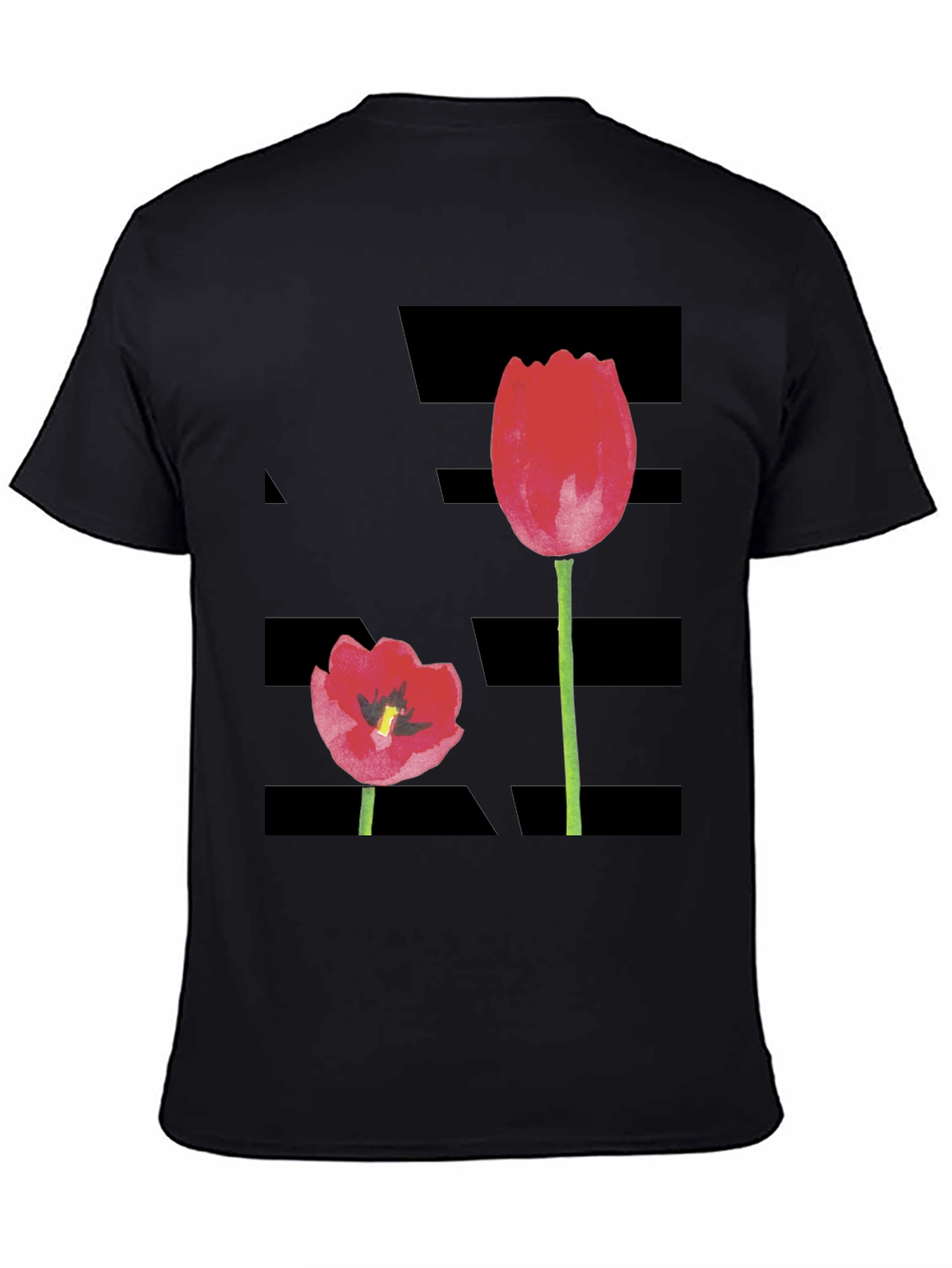 Tulip Graphic Black T-Shirt