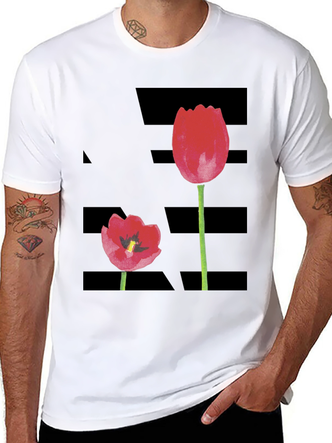 Tulip Graphic Black T-Shirt
