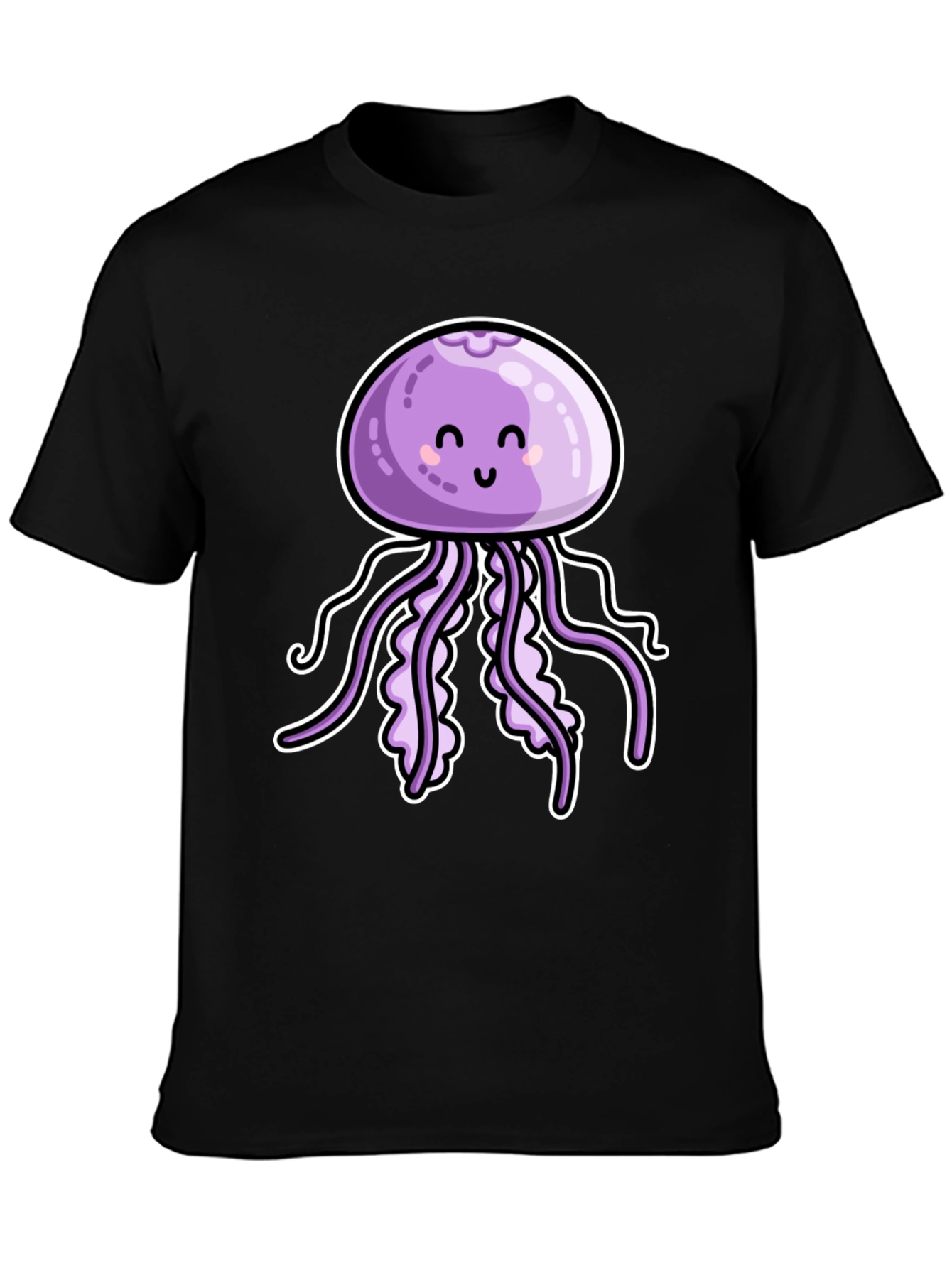 Cute Jellyfish Graphic Tee - Black Cotton T-Shirt