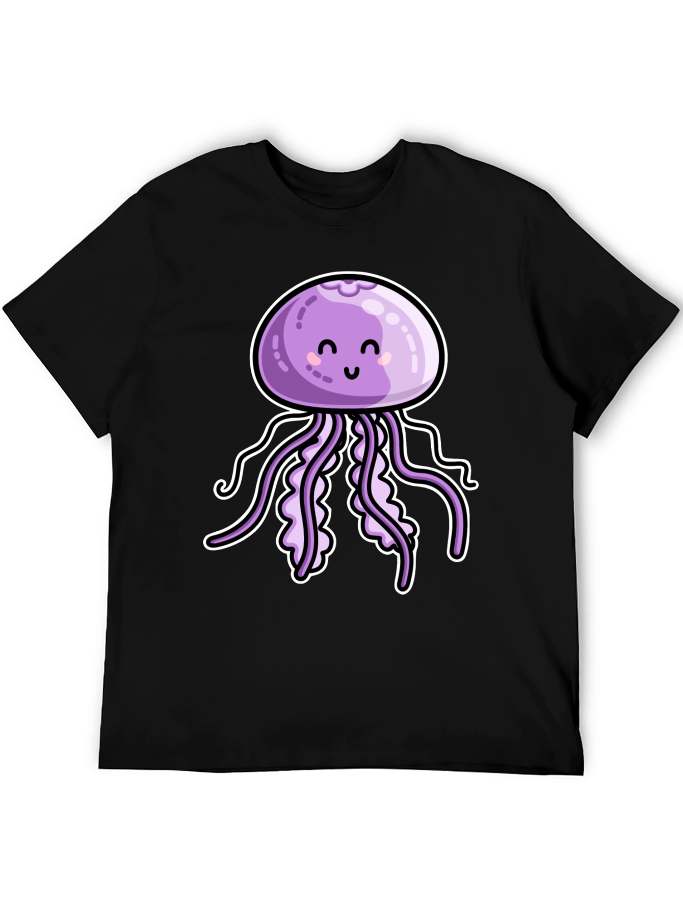 Cute Jellyfish Graphic Tee - Black Cotton T-Shirt