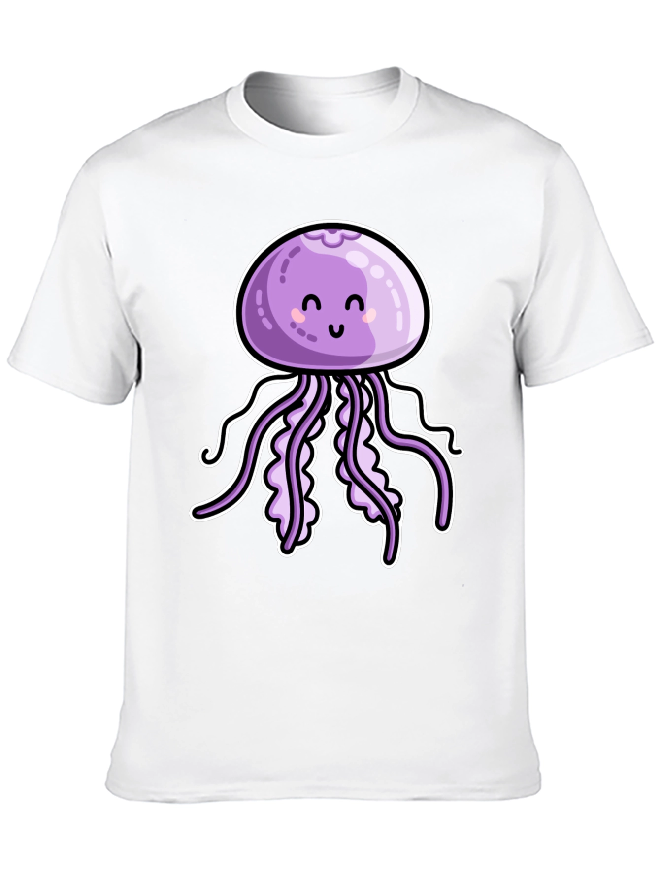 Cute Jellyfish Graphic Tee - Black Cotton T-Shirt