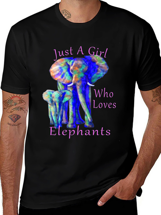 Elephant Lover Graphic T-Shirt - Just a Girl Who Loves Elephants