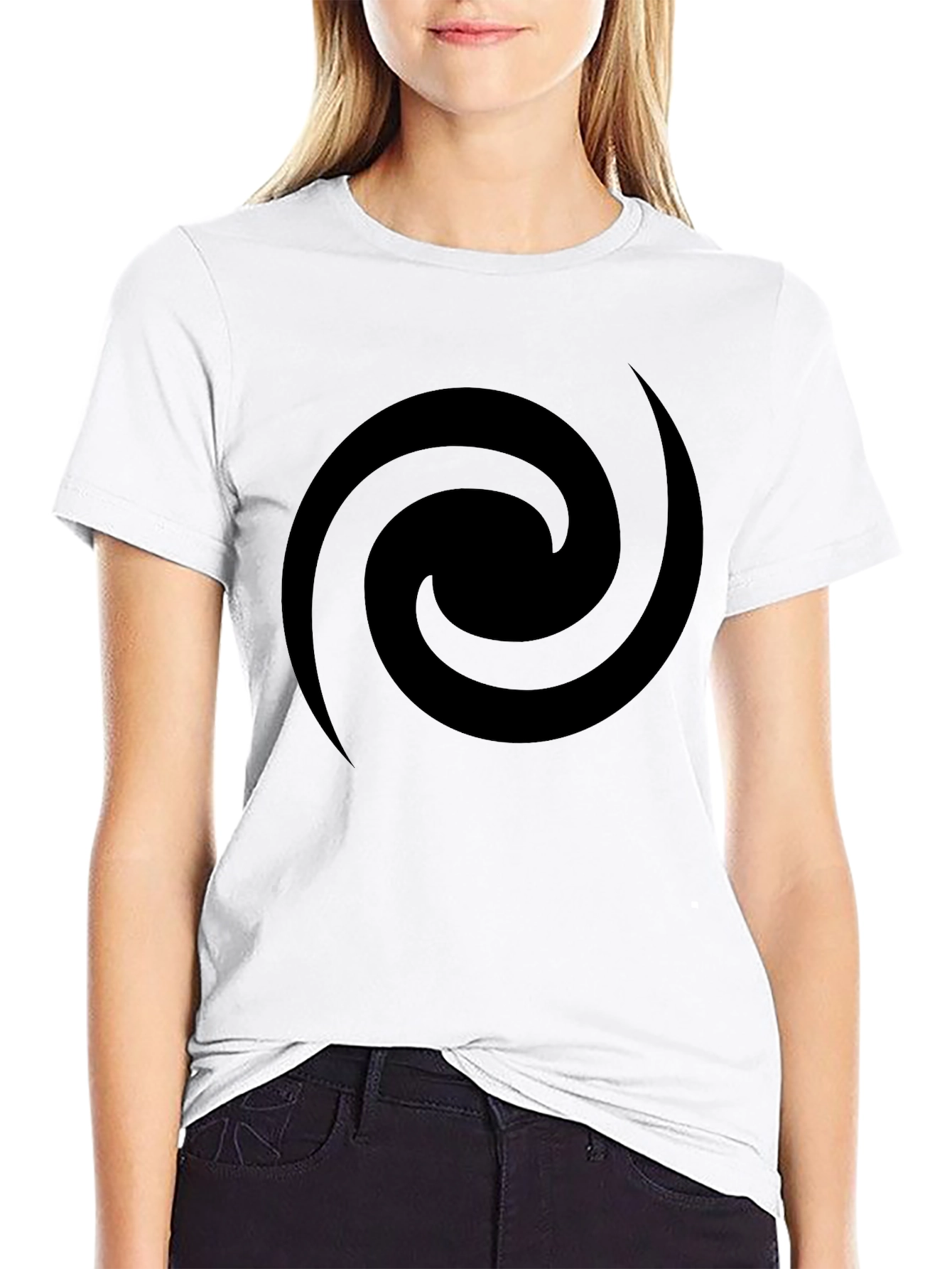 Mens Black Spiral Graphic Tee - Casual Style