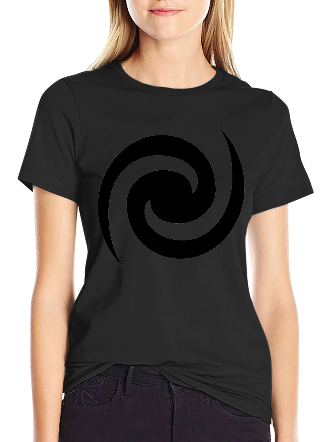 Mens Black Spiral Graphic Tee - Casual Style