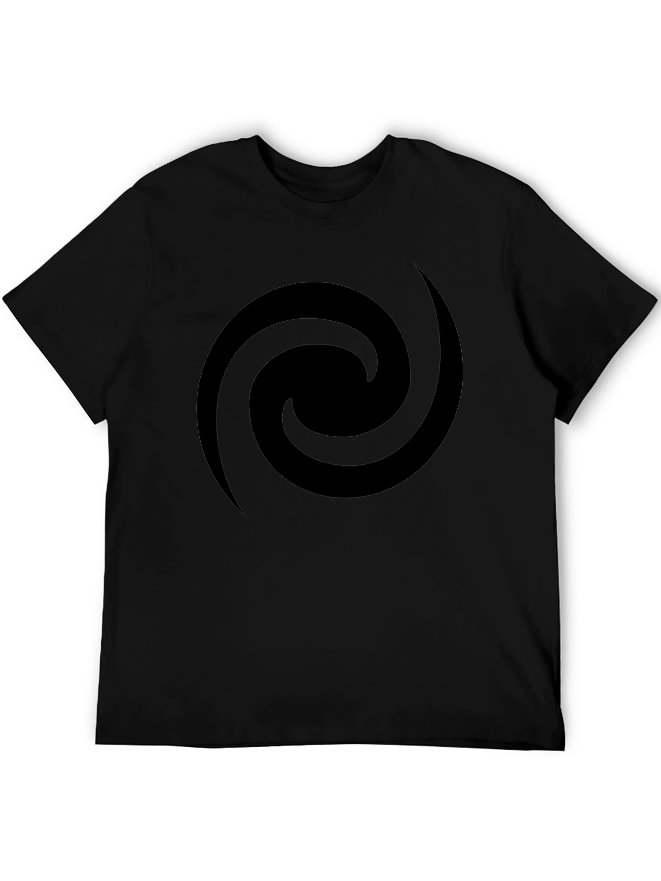 Mens Black Spiral Graphic Tee - Casual Style