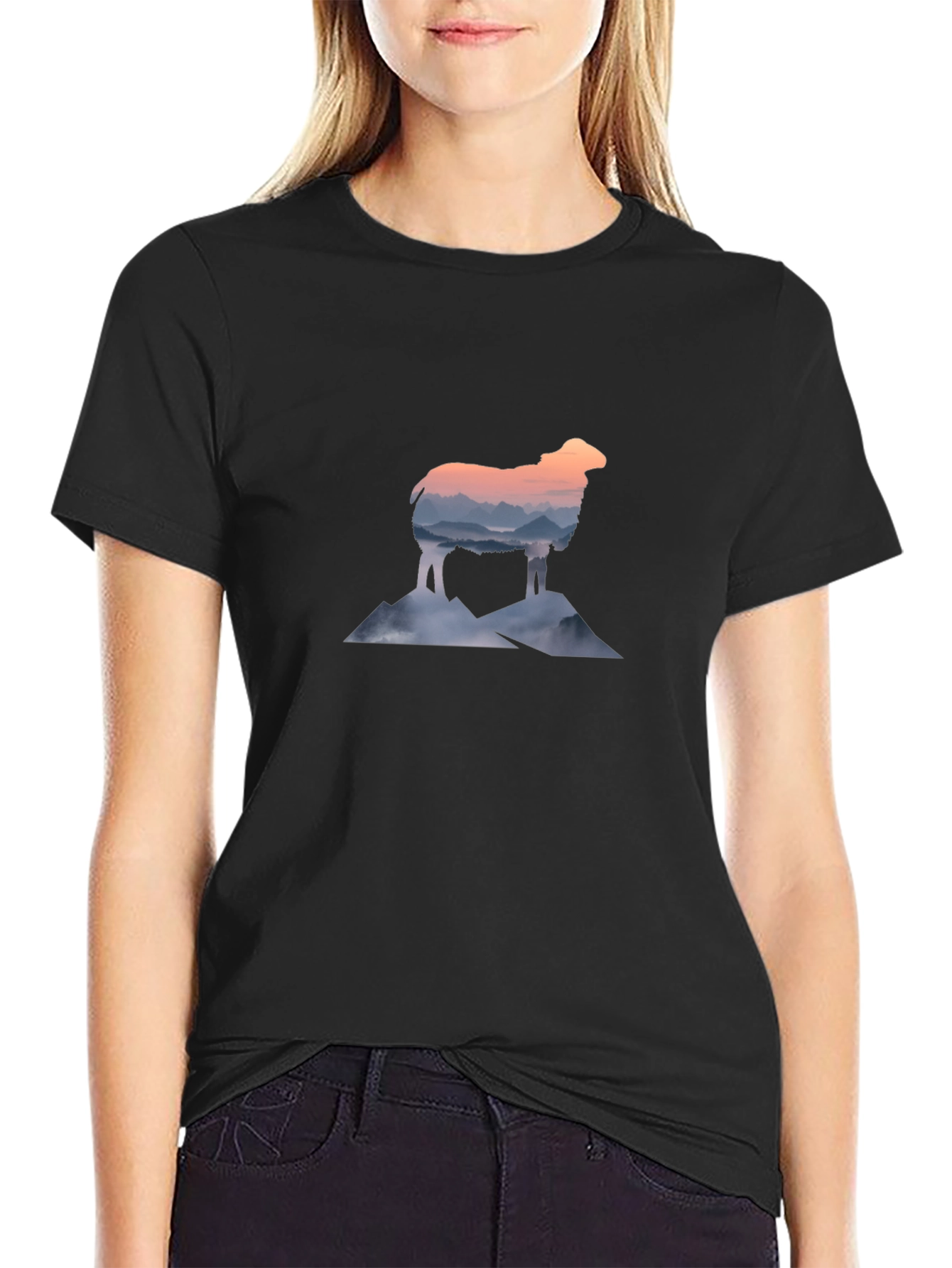 Mountain Sheep Graphic Tee - Stylish Black T-Shirt