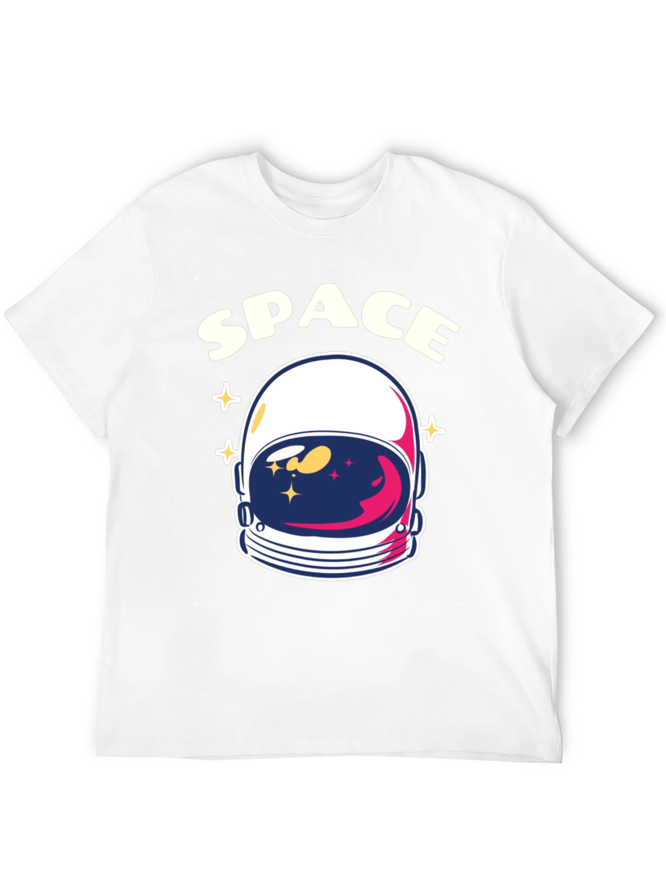 Space Astronaut Helmet Graphic T-Shirt - Black Cotton Tee