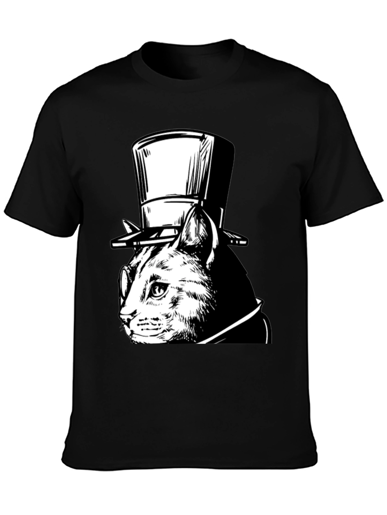 Top Hat Cat Graphic Tee - Sophisticated Feline Style