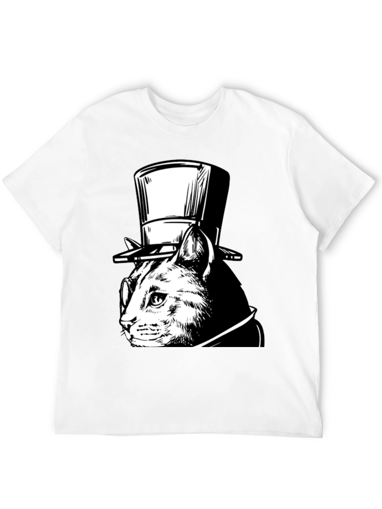 Top Hat Cat Graphic Tee - Sophisticated Feline Style