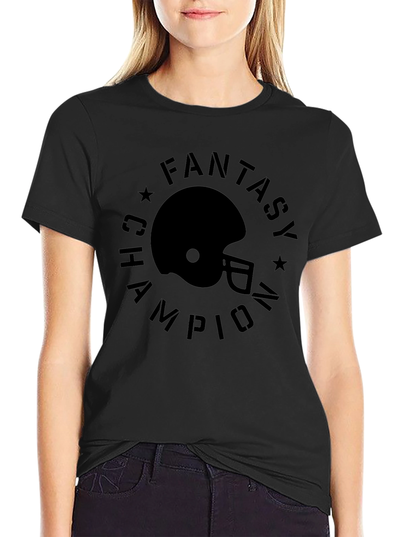 Fantasy Champion Football Helmet Graphic T-Shirt