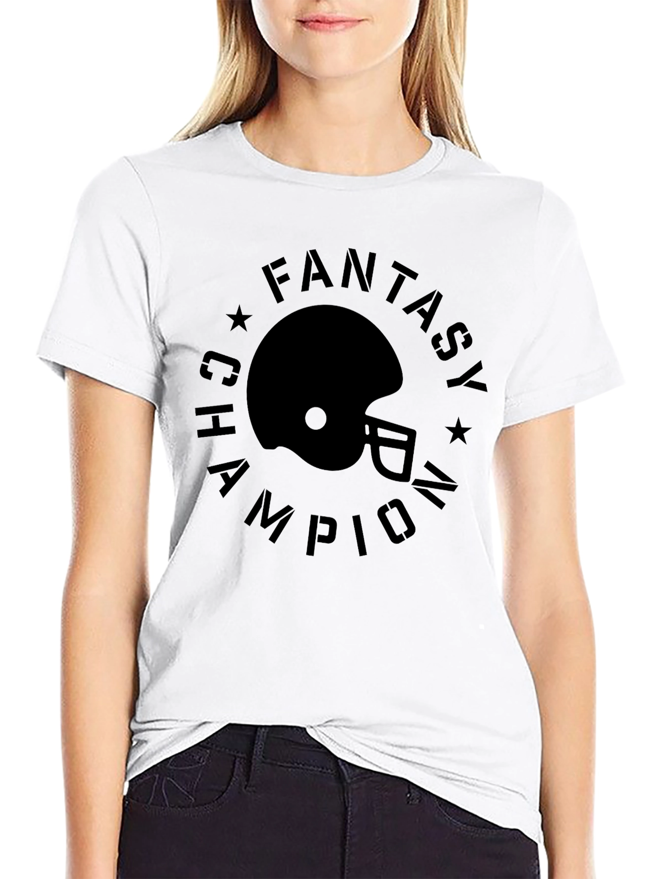 Fantasy Champion Football Helmet Graphic T-Shirt