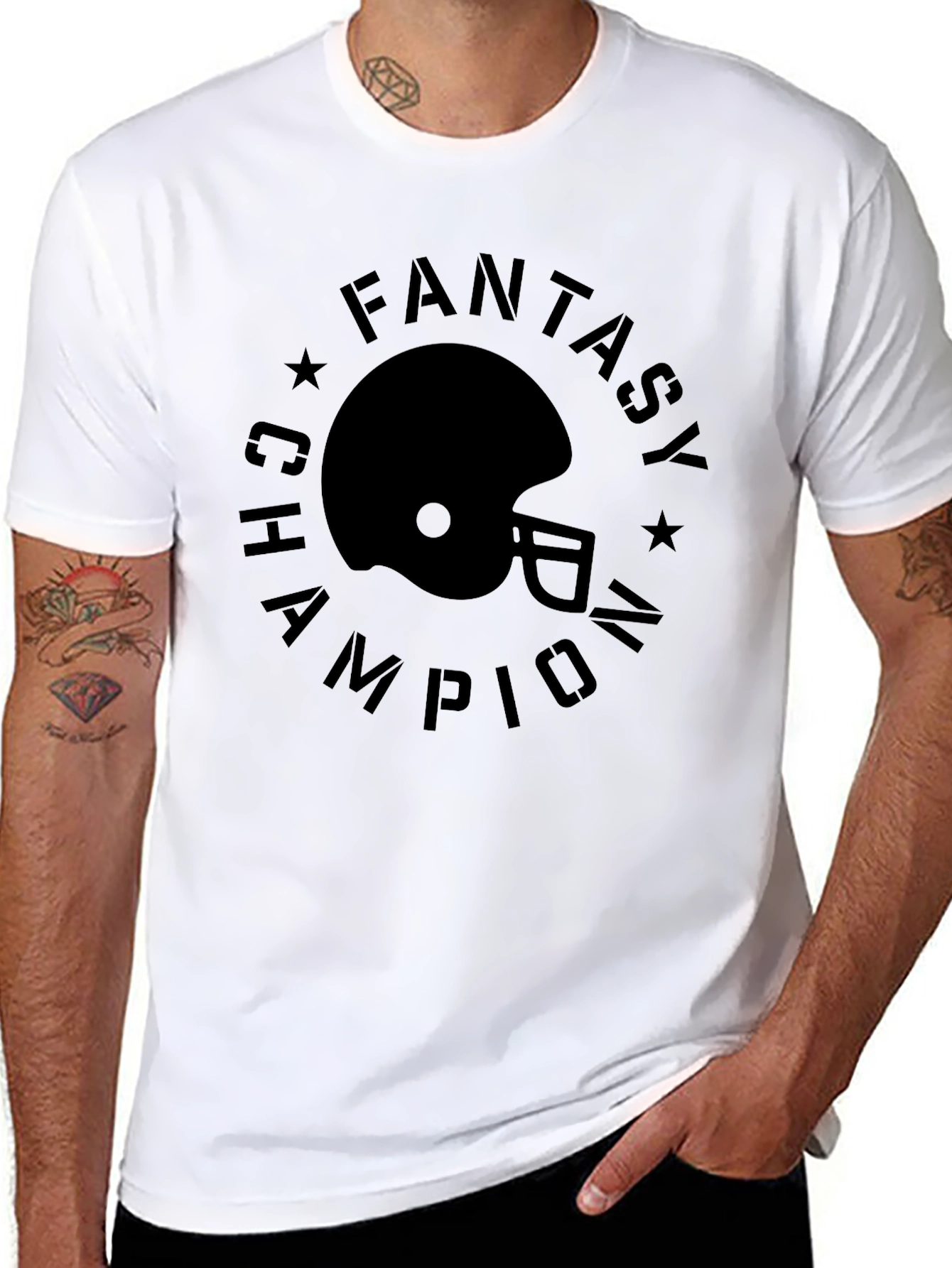 Fantasy Champion Football Helmet Graphic T-Shirt