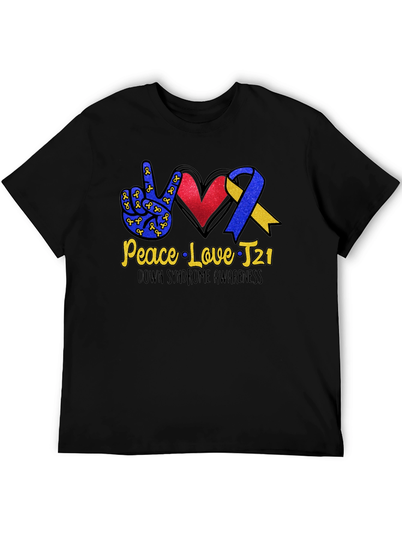 Peace Love T21 Down Syndrome Awareness Graphic Tee