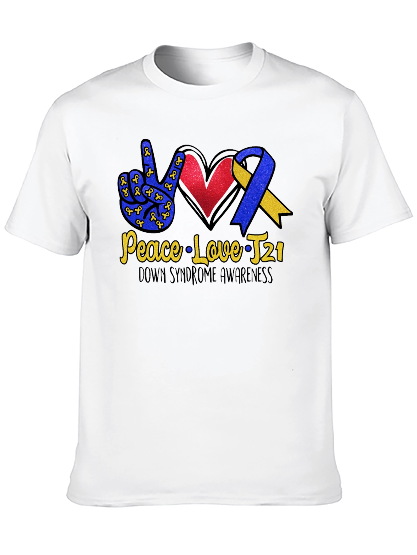 Peace Love T21 Down Syndrome Awareness Graphic Tee