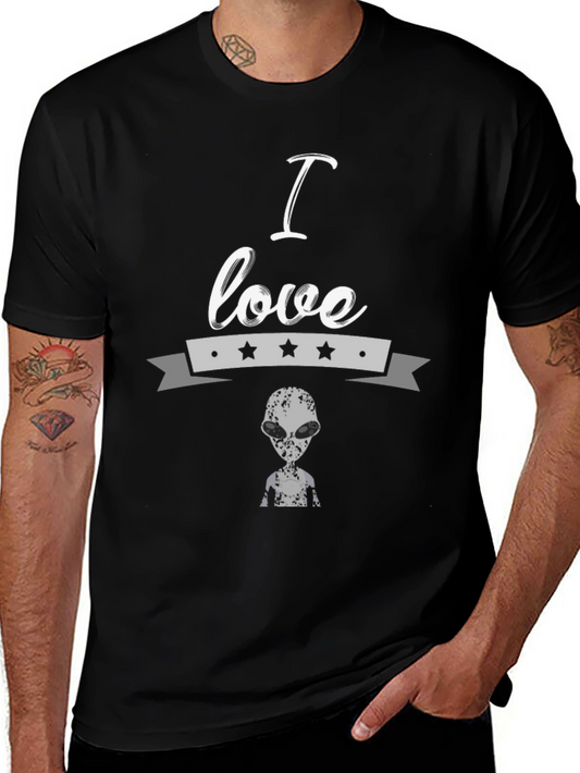 I Love Aliens Black T-Shirt