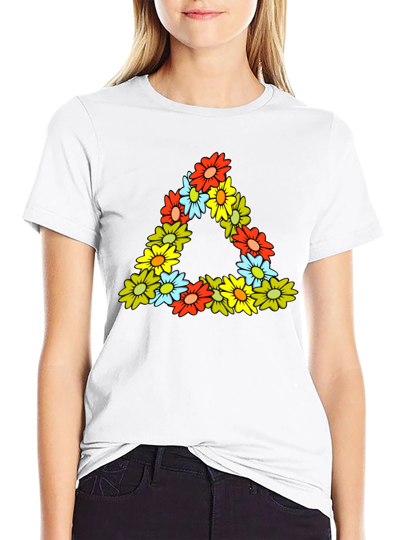 Floral Triangle Tee - Mens Black Graphic T-Shirt