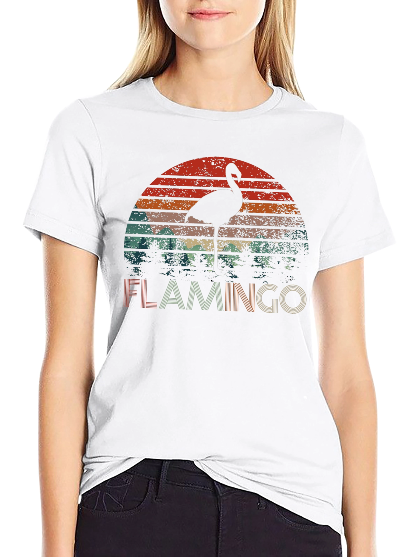 Retro Flamingo Sunset Graphic Tee