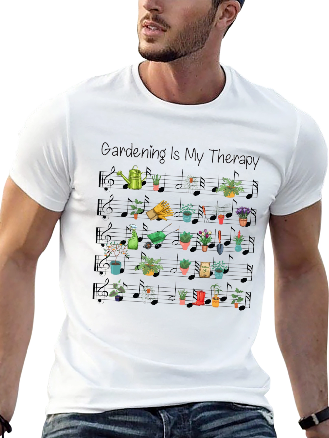 Gardening Is My Therapy Black T-Shirt
