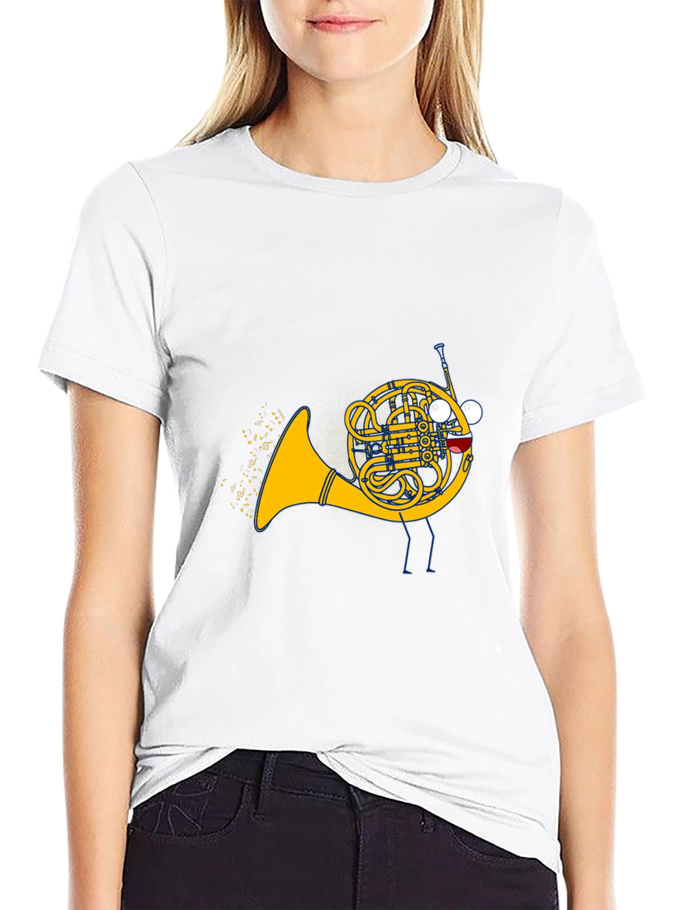 Musical French Horn Cartoon T-Shirt