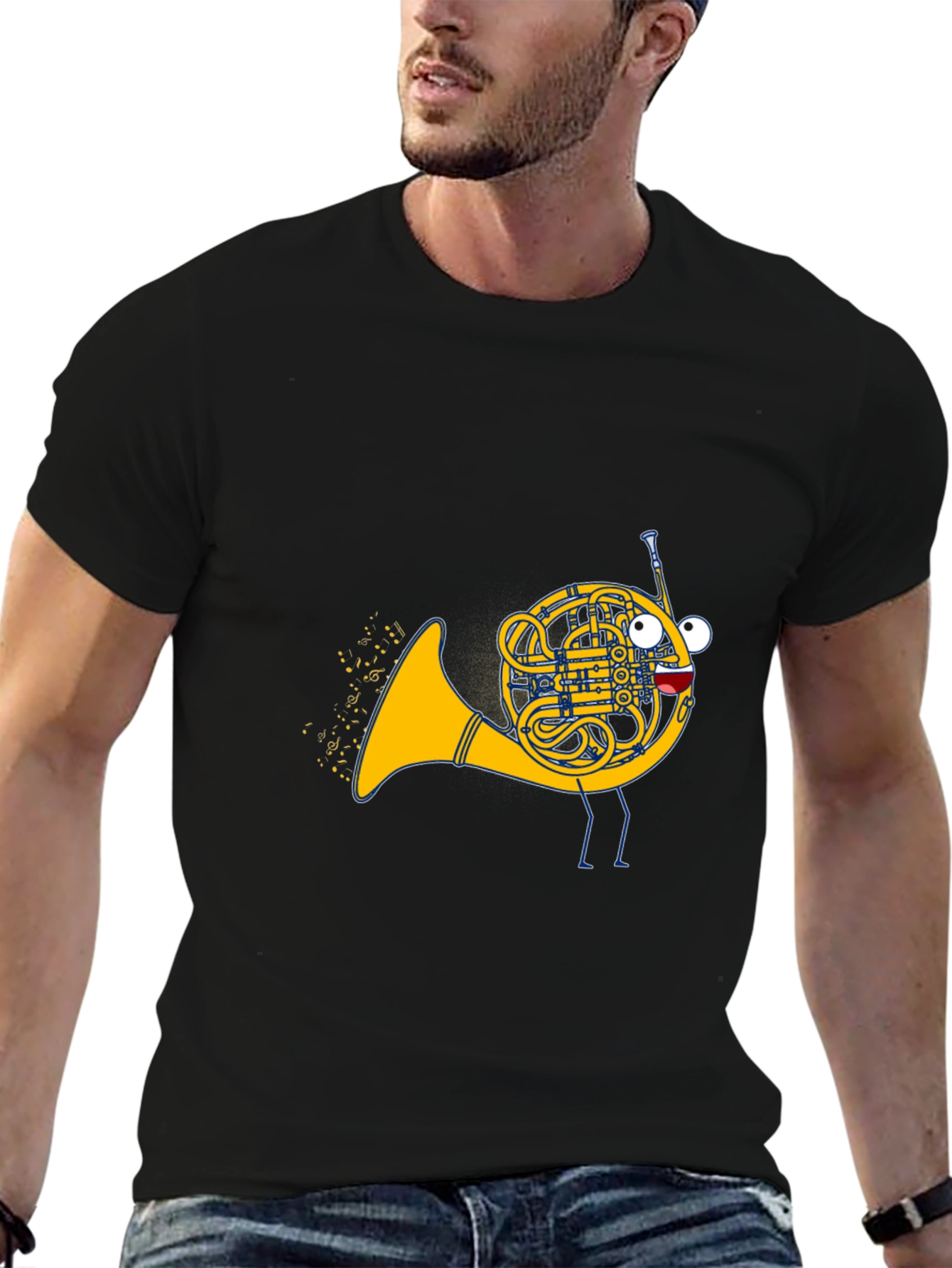 Musical French Horn Cartoon T-Shirt