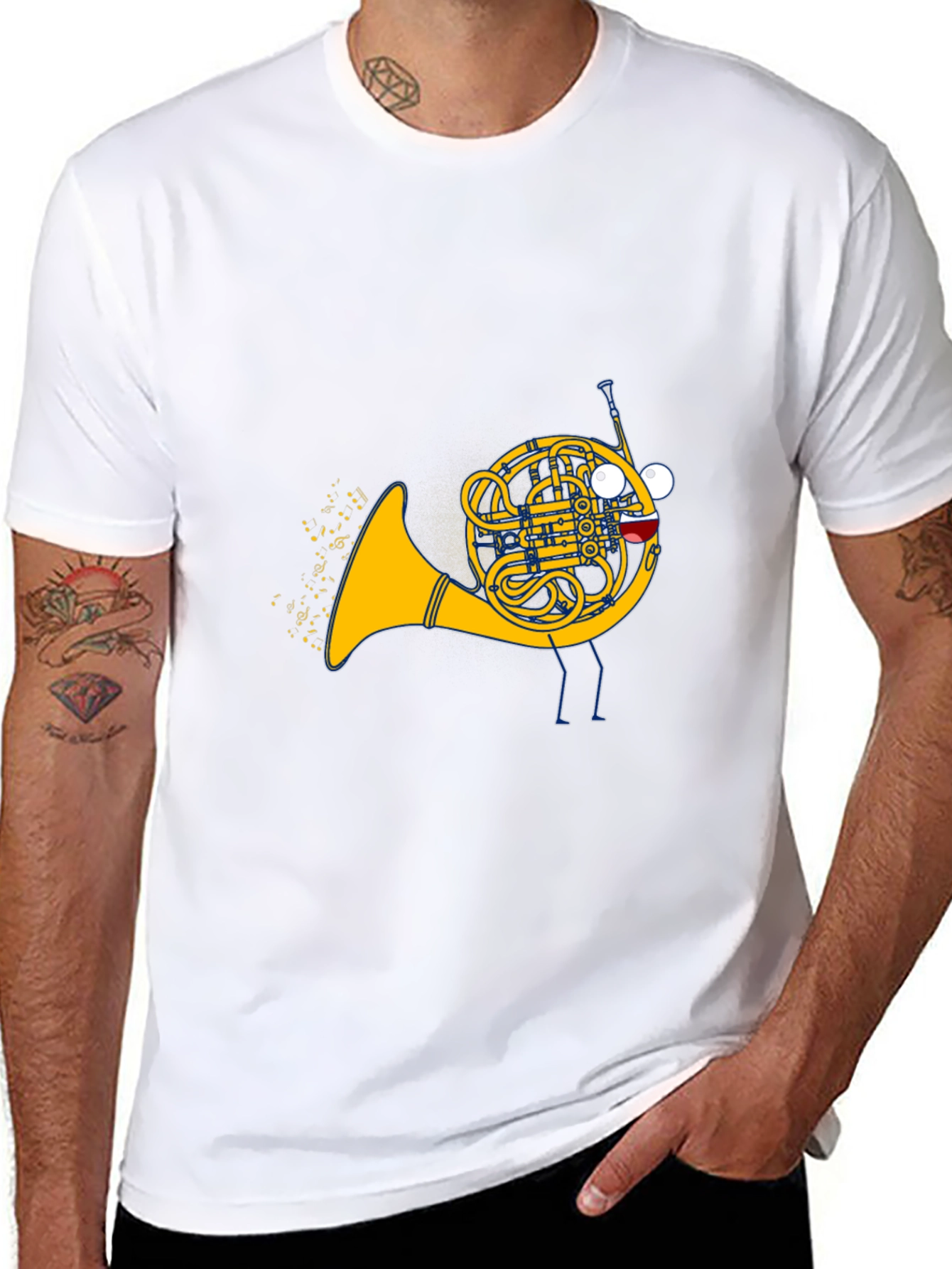 Musical French Horn Cartoon T-Shirt