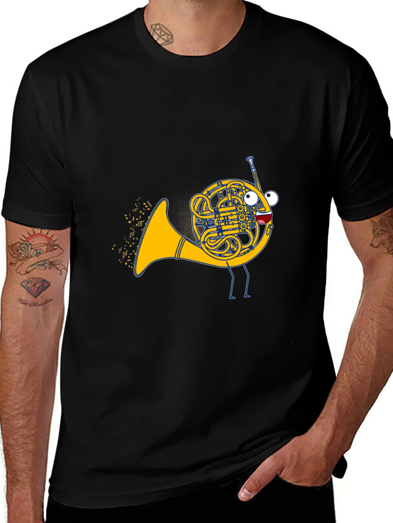 Musical French Horn Cartoon T-Shirt