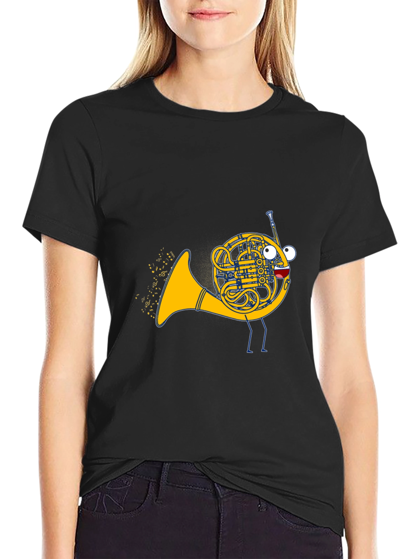 Musical French Horn Cartoon T-Shirt
