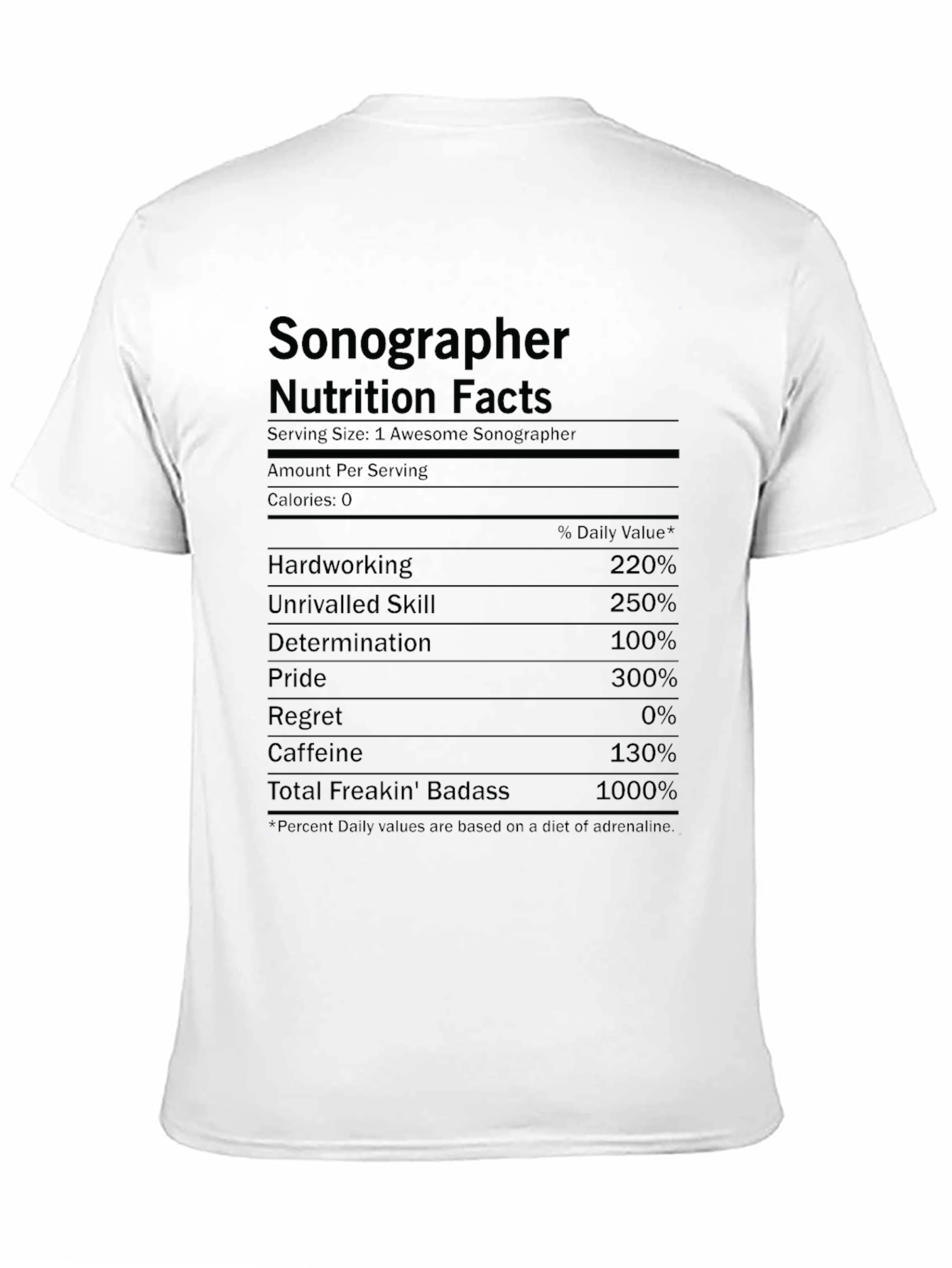 Sonographer Nutrition Facts T-Shirt