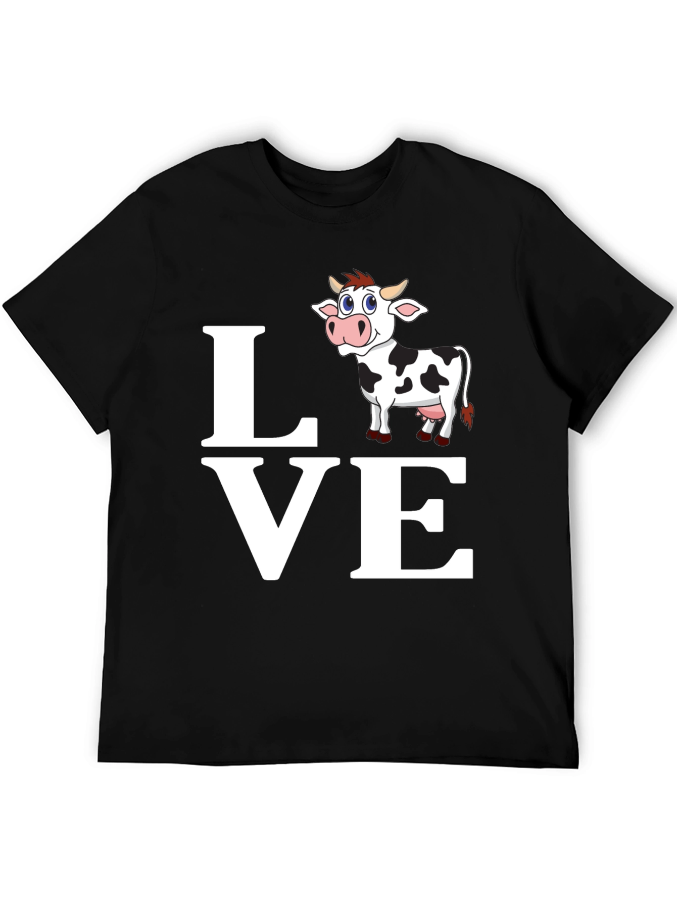Cute Cow Lover T-Shirt - Black Cotton Blend