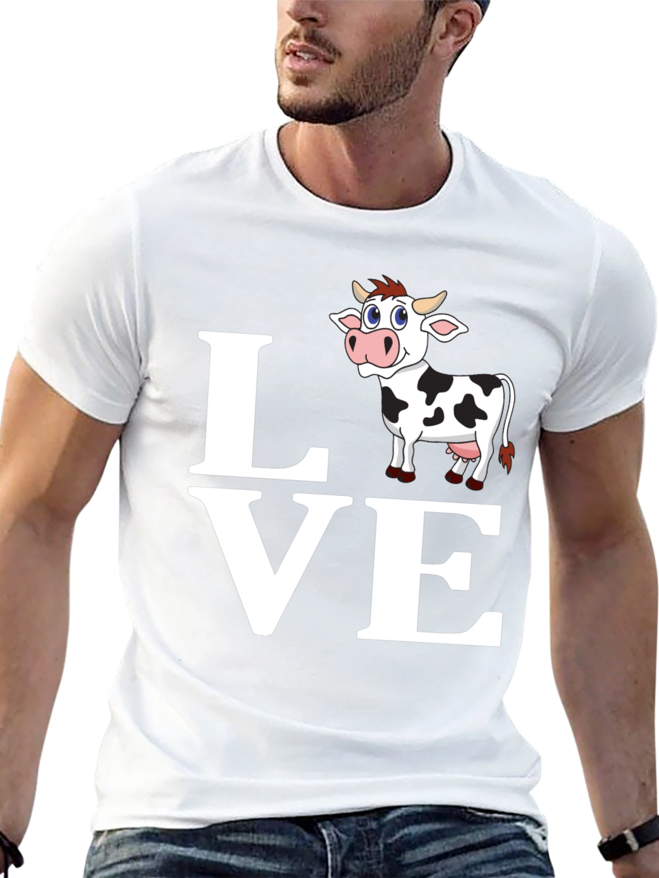 Cute Cow Lover T-Shirt - Black Cotton Blend