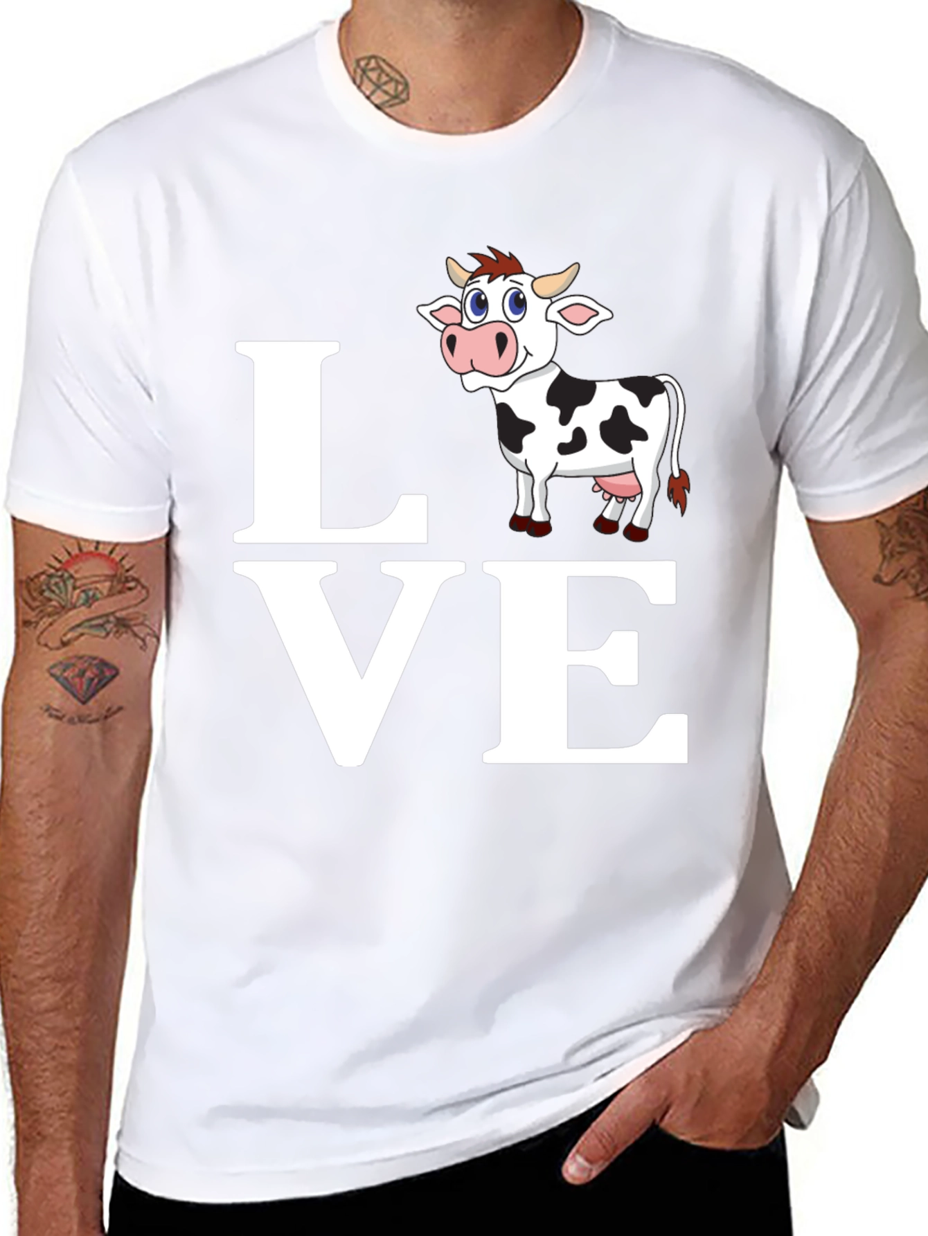 Cute Cow Lover T-Shirt - Black Cotton Blend