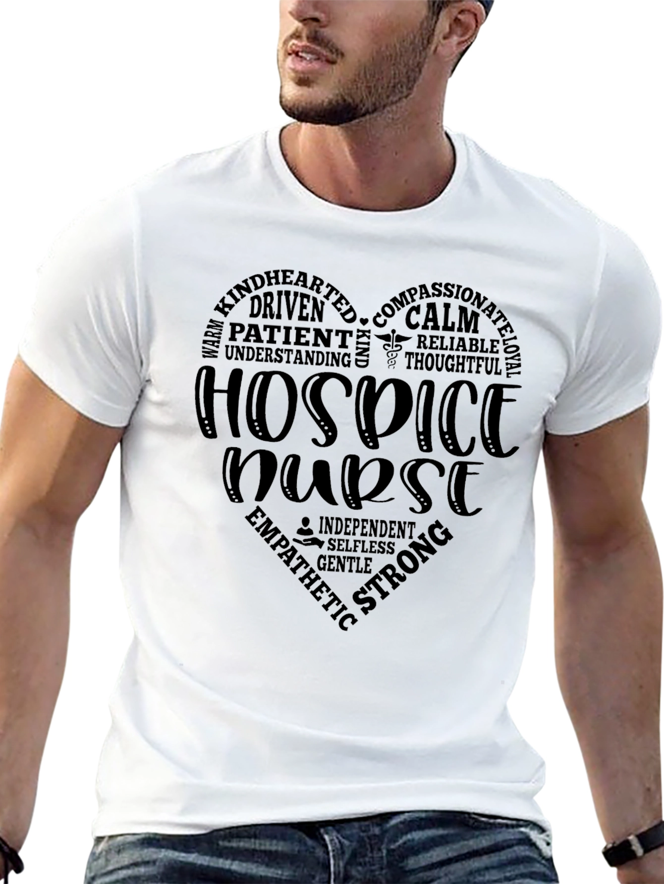 Hospice Nurse Heart Graphic Black T-Shirt