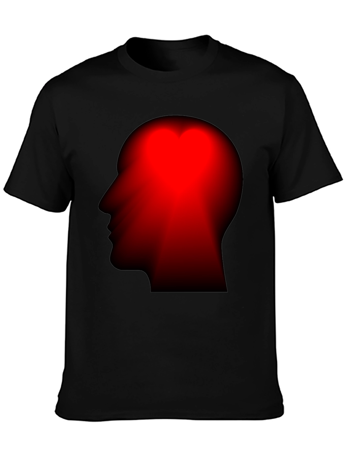 Red Head Silhouette Black T-Shirt