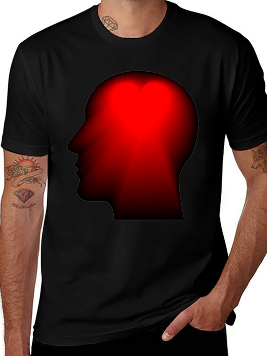 Red Head Silhouette Black T-Shirt