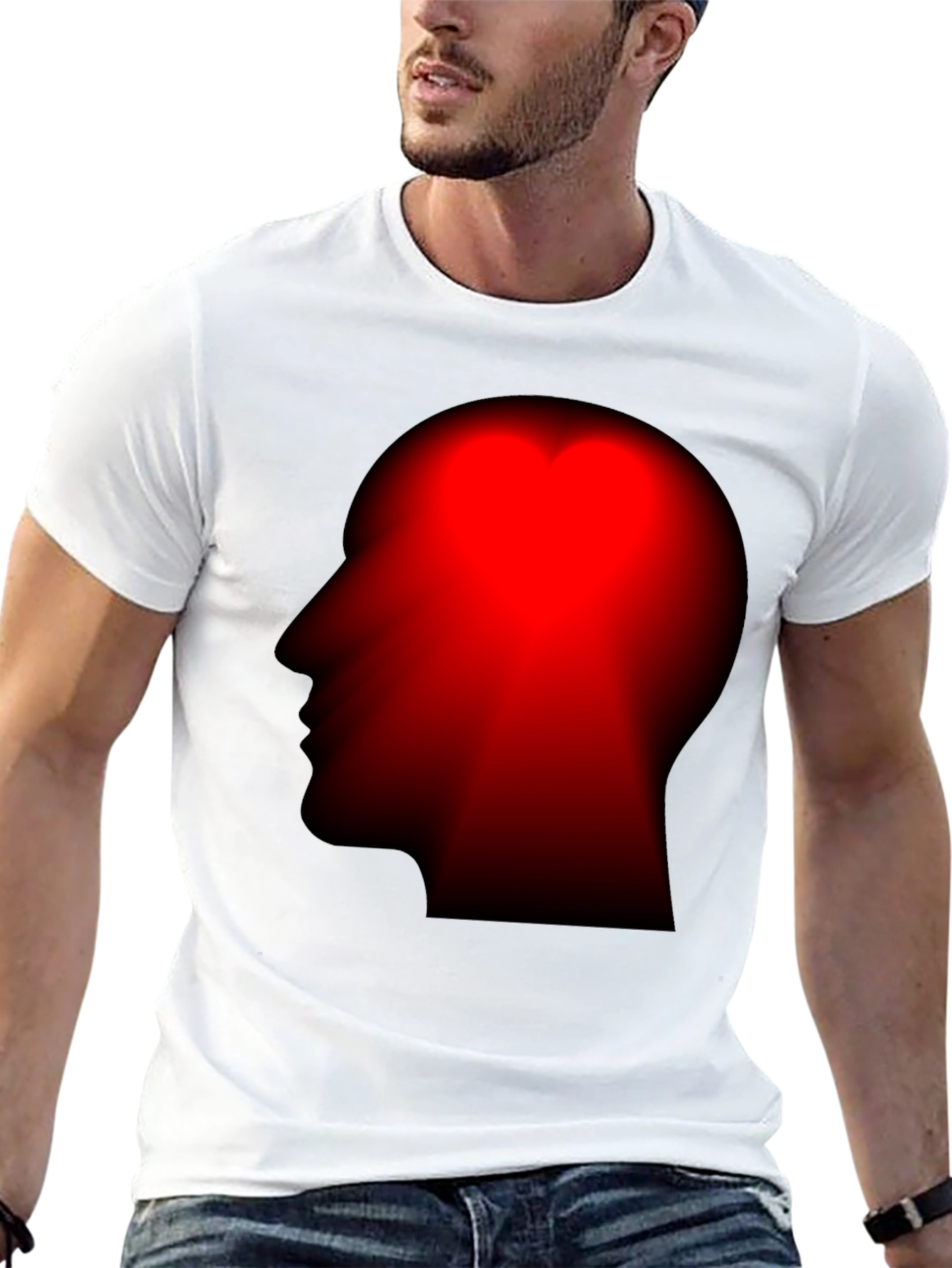 Red Head Silhouette Black T-Shirt