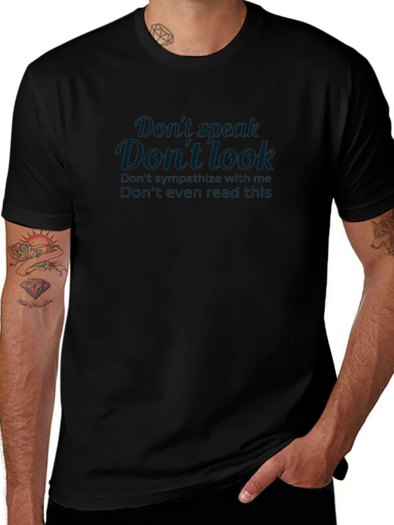 Dont Speak Dont Look Graphic T-Shirt - Black