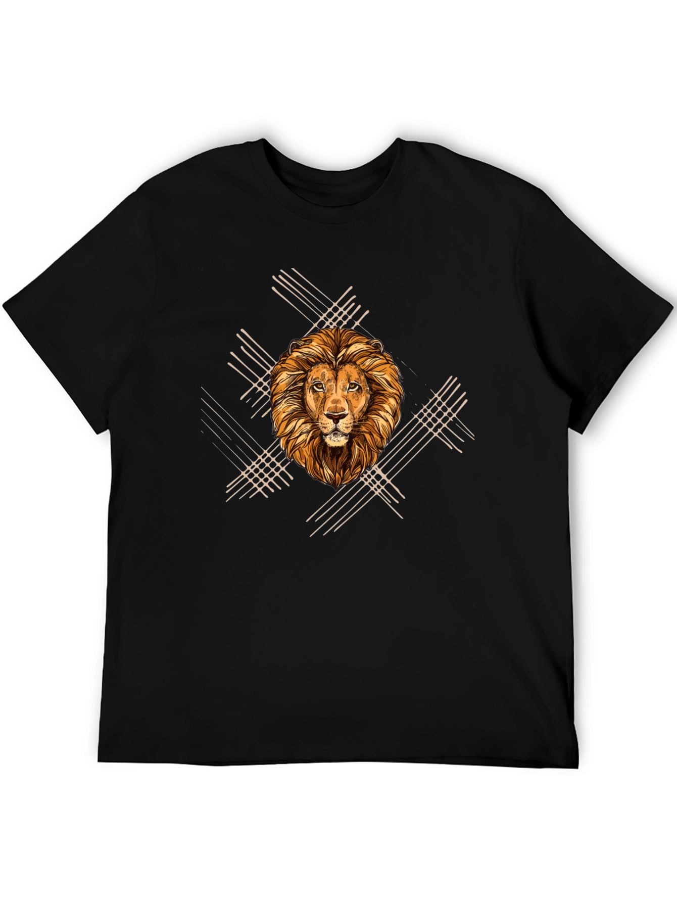 Lion Graphic Print Mens Black T-Shirt