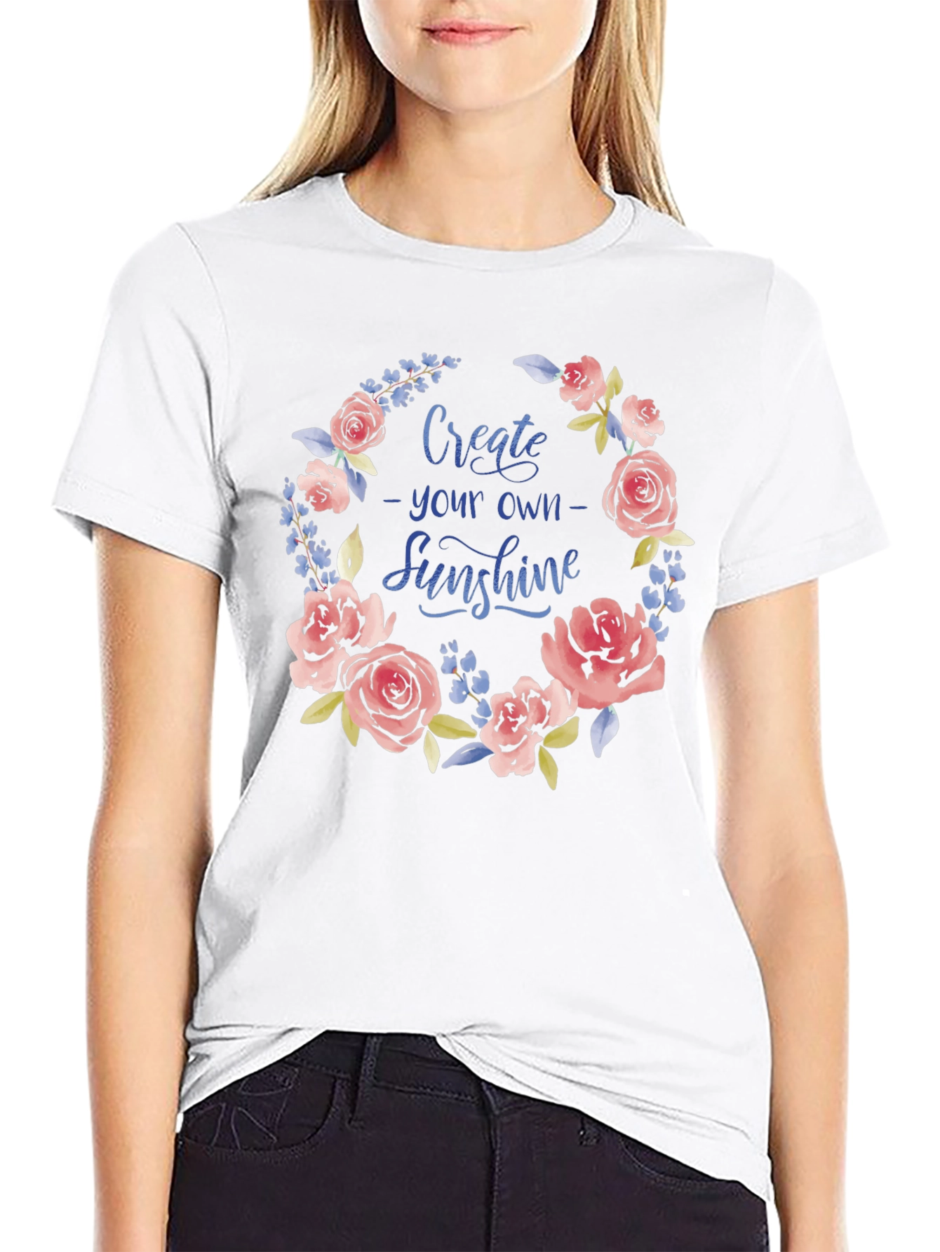 Floral Sunshine Graphic Tee - Black