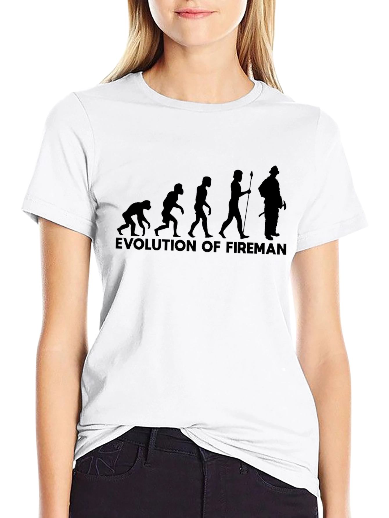 Evolution of Fireman Black T-Shirt