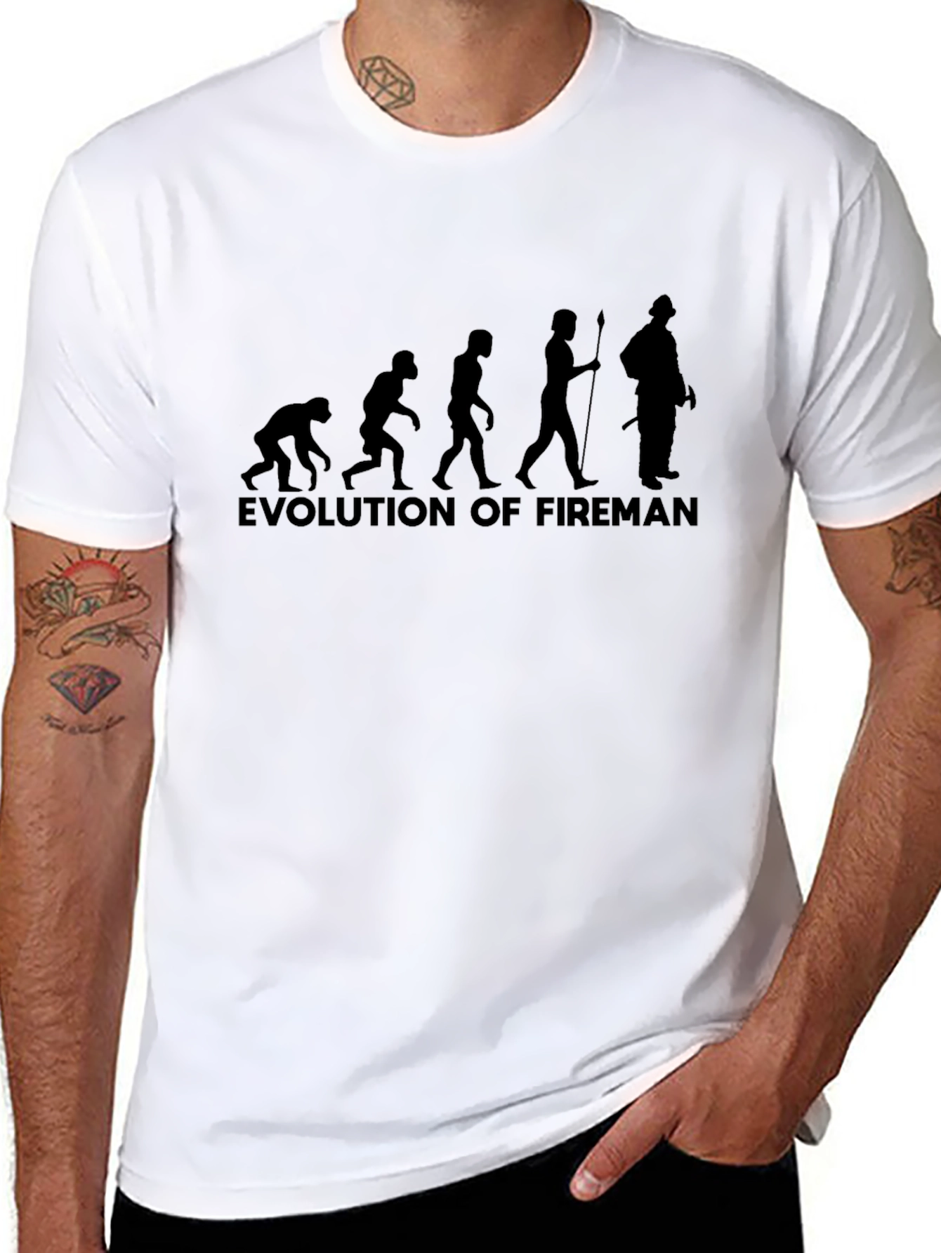 Evolution of Fireman Black T-Shirt