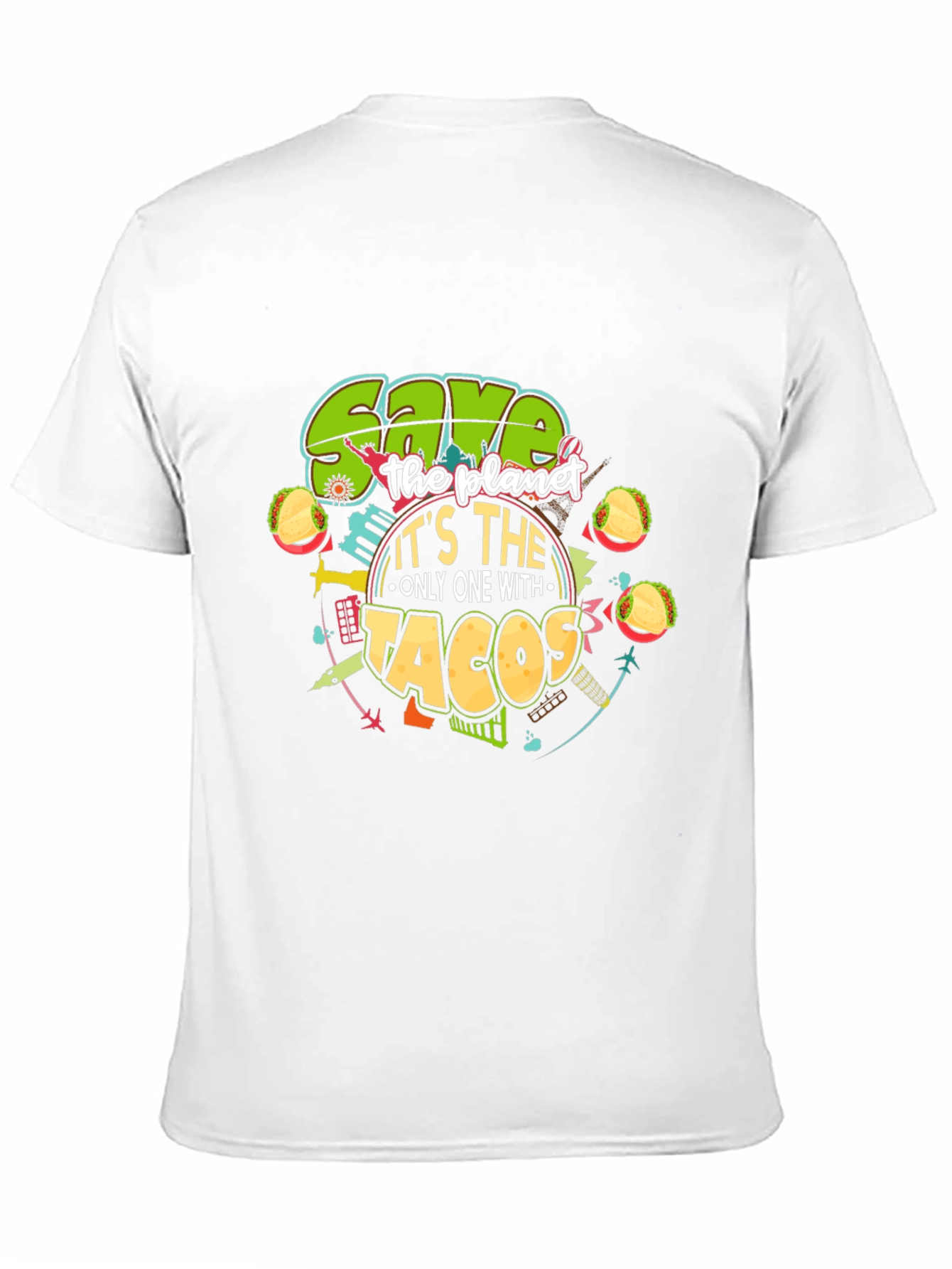 Save the Planet Tacos Mens Graphic Tee