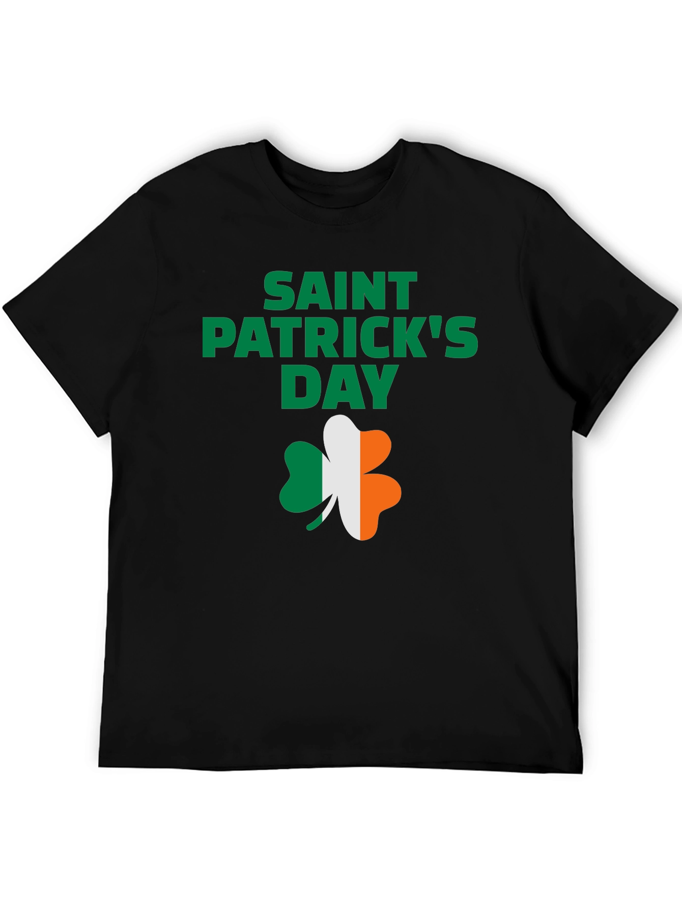 St. Patricks Day Black T-Shirt with Shamrock Design